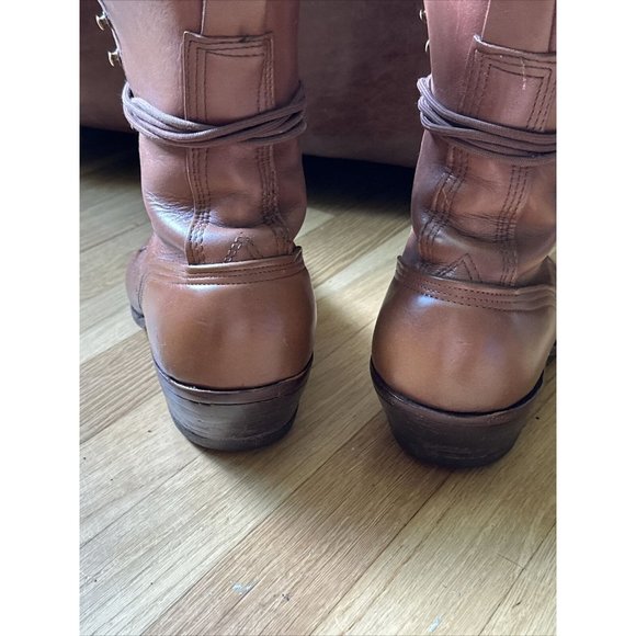 Vintage Handmade brown leather boots men’s size 8E. Lace up. - Picture 12 of 16